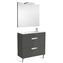 Pack mueble gris 80cm compacto 2 cajones Debba Roca
