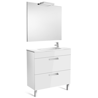 Pack mueble blanco 80cm compacto 2 cajones Debba Roca