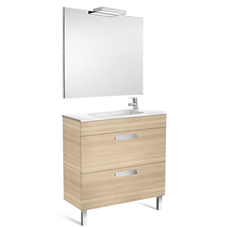 Pack mueble roble 80cm compacto 2 cajones Debba Roca