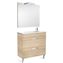 Pack mueble roble 80cm compacto 2 cajones Debba Roca