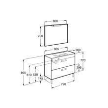 Pack mueble wenge 80cm compacto 2 cajones Debba Roca