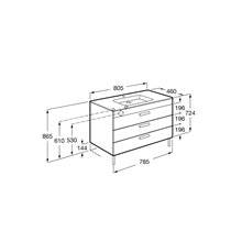 Mueble roble 80cm 3 cajones Debba Roca
