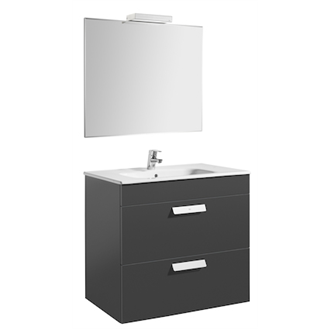 Pack mueble gris 80cm 2 cajones Debba Roca
