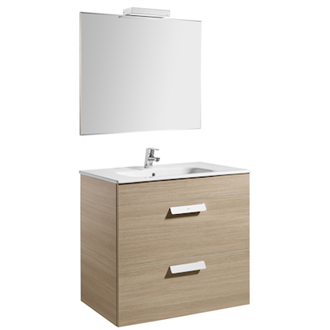 Pack mueble roble 80cm 2 cajones Debba Roca