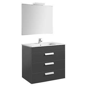 Pack mueble gris 80cm 3 cajones Debba Roca