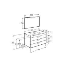 Pack mueble roble 80cm 3 cajones Debba Roca