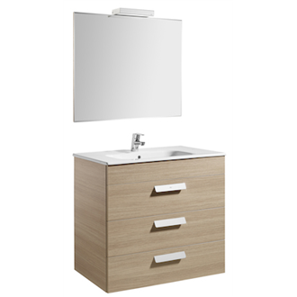 Pack mueble roble 80cm 3 cajones Debba Roca