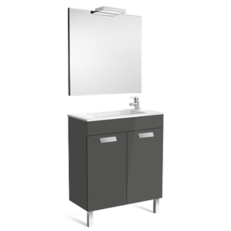 Pack mueble gris 70cm compacto puertas Debba Roca