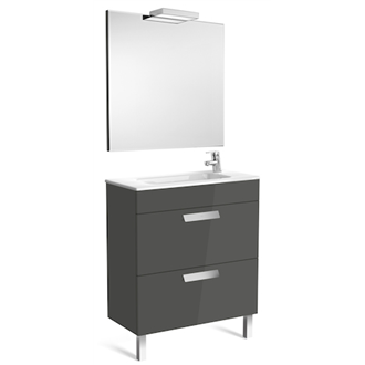 Pack mueble gris 70cm compacto 2 cajones Debba Roca