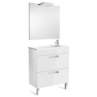 Pack mueble blanco 70cm compacto 2 cajones Debba Roca