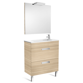 Pack mueble roble 70cm compacto 2 cajones Debba Roca