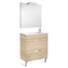 Pack mueble roble 70cm compacto 2 cajones Debba Roca