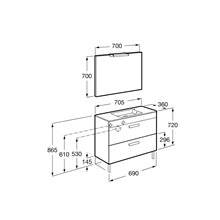 Pack mueble wenge 70cm compacto 2 cajones Debba Roca