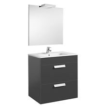 Pack mueble gris 70cm 2 cajones Debba Roca