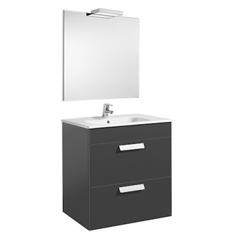 Pack mueble gris 70cm 2 cajones Debba Roca