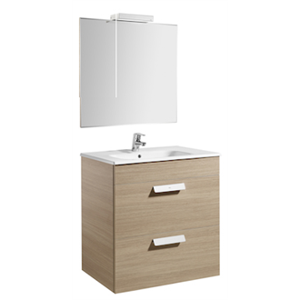 Pack mueble roble 70cm 2 cajones Debba Roca