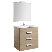 Pack mueble roble 70cm 3 cajones Debba Roca