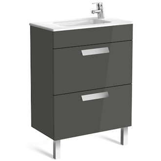 Mueble gris 60cm compacto 2 cajones Debba Roca