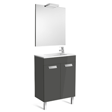 Pack mueble gris 60cm compacto puertas Debba Roca
