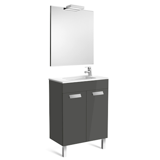 Pack mueble gris 60cm compacto puertas Debba Roca