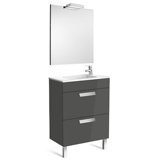 Pack mueble gris 60cm compacto 2 cajones Debba Roca