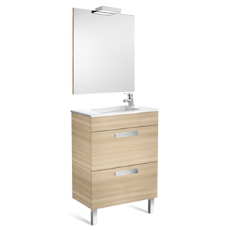 Pack mueble roble 60cm compacto 2 cajones Debba Roca