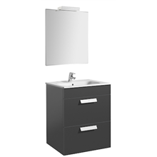 Pack mueble gris 60cm 2 cajones Debba Roca
