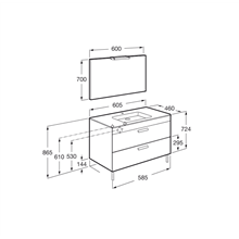 Pack mueble gris 60cm 2 cajones Debba Roca