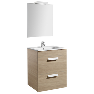 Pack mueble roble 60cm 2 cajones Debba Roca