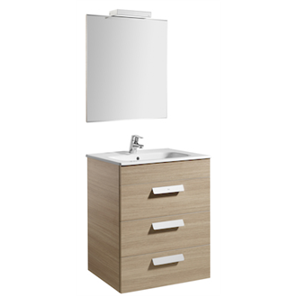 Pack mueble roble 60cm 3 cajones Debba Roca