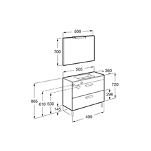 Pack mueble gris 50cm compacto 2 cajones Debba Roca