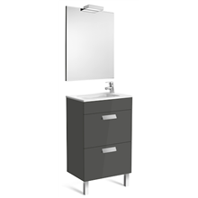 Pack mueble gris 50cm compacto 2 cajones Debba Roca