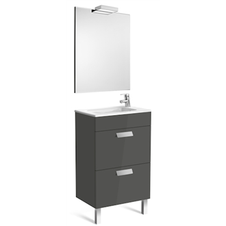 Pack mueble gris 50cm compacto 2 cajones Debba Roca