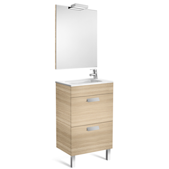 Pack mueble roble 50cm compacto 2 cajones Debba Roca