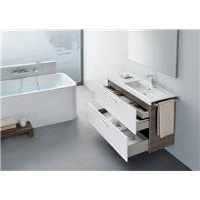 Pack mueble 110cm dos cajones blanco-fresno Prisma Roca