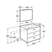 Mueble Pack 3 cajones cedro 60cm Victoria Basic Roca