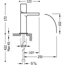 Grifo de lavabo Max-Tres caño cascada libre con volante