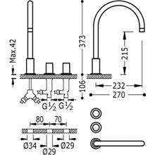Grifo de lavabo Max-Tres bimando 37,3cmx27cm