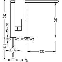 Grifo de lavabo Loft-Tres caño alto con maneta ECO