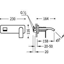 Grifo de pared para lavabo Loft-Tres caño cascada