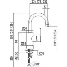Grifo de lavabo Lex-Tres 27,5cm x 13,3cm con maneta ECO