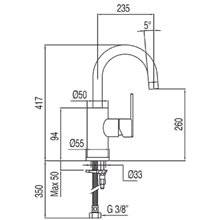 Grifo de lavabo Lex-Tres 41,7cm x 23,5cm con maneta ECO