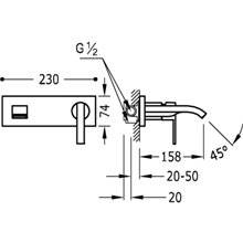 Grifo de pared para lavabo Lex-Tres caño cascada