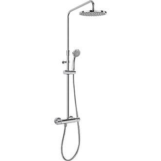 Conjunto de ducha termost&aacute;tica ECO Flat-Tres barra telesc&oacute;pica
