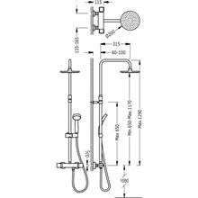 Conjunto de ducha termostática ECO Flat-Tres barra telescópica