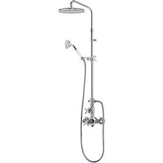 Columna de ducha termost&aacute;tica Retro-Tres tomas agua pared