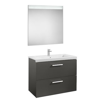 Pack mueble 80cm dos cajones gris Prisma Roca