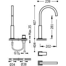 Grifo de lavabo en batería TRES CUADRO XL