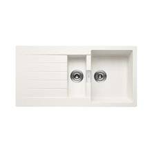 Fregadero blanco con escurridor Oslo QUARZEX® Roca