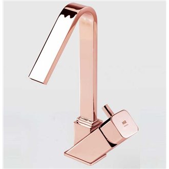 Grifo monomando lavabo ca&ntilde;o alto oro rosa Catral